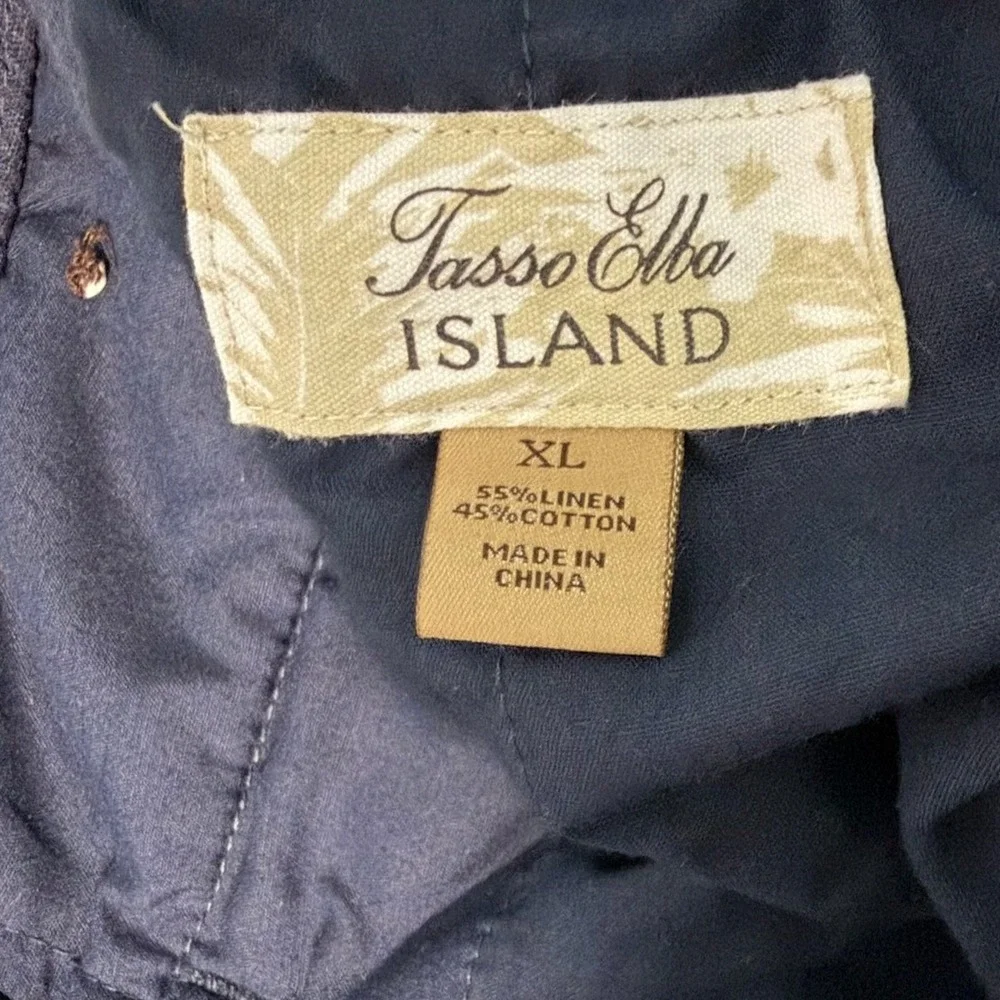 Tasso Elba Island Navy Blue Linen Cotton Relaxed Pants Mens XL Beach Coastal Lux
